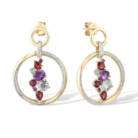 9KYW Earrings Amethyst,Blue Topaz (Sky Blue),Blue Topaz (Swiss Blue),Diamond,Garnet,Rhodolite Garnet (E316670MUL9KYW)
