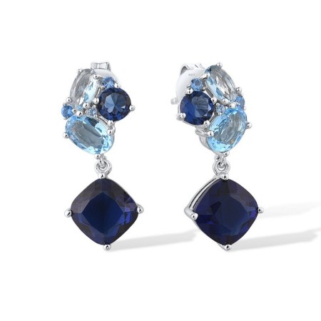 Sterling Silver Earrings Blue Glass,Blue Spinel (E316671BNGSL925)