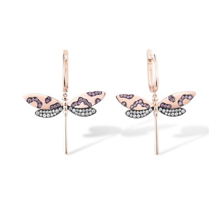 Sterling Silver w/ Rose Black Plating Earrings Created Pink Sapphire,White Cubic Zirconia (E316715CPSZSD925)