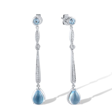 14KW Earrings White Topaz,Blue Topaz (Swiss Blue),Diamond (E316720BWT14KW)