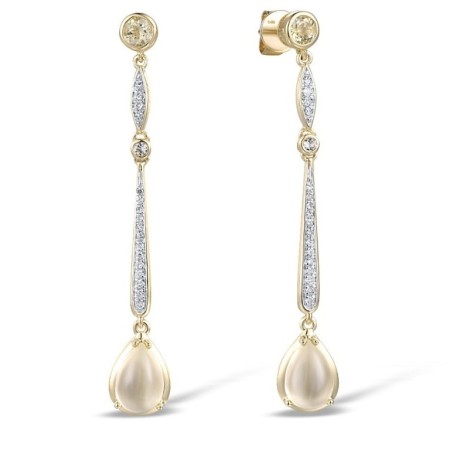 14KYW Earrings Diamond,Lemon Quartz,White Topaz (E316720LQT14KYW)