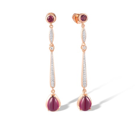 14KRW Earrings Diamond,Rhodolite Garnet,White Topaz (E316720RGW14KRW-SR)