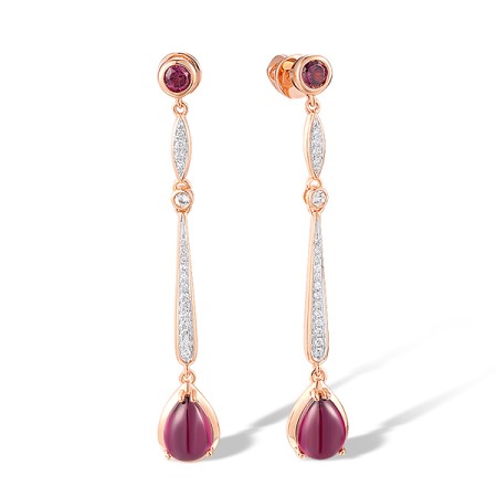 14KRW Earrings Diamond,Rhodolite Garnet,White Topaz (E316720RGW14KRW-SR)