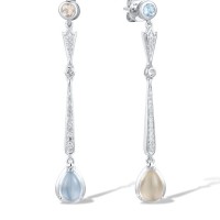 14KW Earrings Blue Topaz (Sky Blue),Blue Topaz (Swiss Blue),Diamond,Lemon Quartz,White Topaz (E316721MUL14KW)