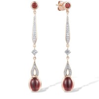 14KRW Earrings Diamond,Garnet,White Topaz (E316722GWT14KRW)
