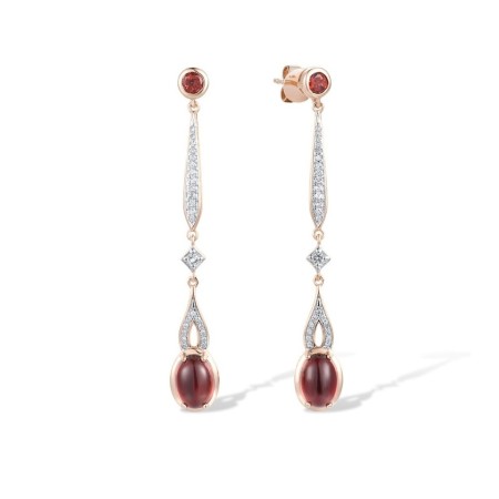 14KRW Earrings Diamond,Garnet,White Topaz (E316722GWT14KRW)