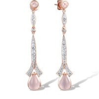 14KRW Earrings Pink Quartz,White Topaz (E316724PWT14KRW)