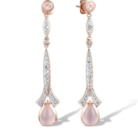 14KRW Earrings Pink Quartz,White Topaz (E316724PWT14KRW)
