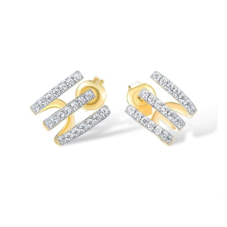 Sterling Silver w/ IONIC YELLOW PLATING Earrings White Cubic Zirconia (E316756WCZSP925)