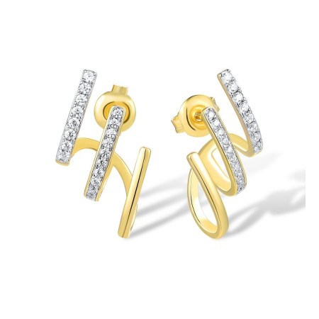 Sterling Silver w/ IONIC YELLOW PLATING Earrings White Cubic Zirconia (E316759WCZSP925)