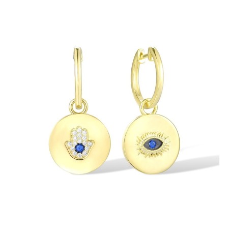 Sterling Silver w/ Yellow Black Plating Earrings Blue Spinel,White Cubic Zirconia (E316768BLZSC925)