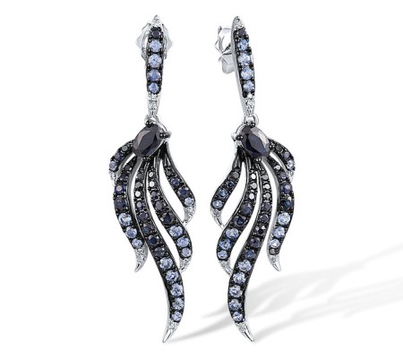 14KWB Earrings Black Diamond,Blue Sapphire,Diamond (E316814BDS14KWB)