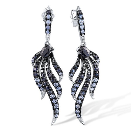 14KWB Earrings Black Diamond,Blue Sapphire,Diamond (E316814BDS14KWB)