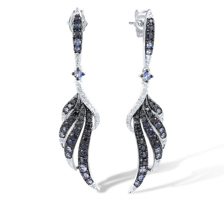 14KWB Earrings Black Diamond,Blue Sapphire,Diamond (E316815BDS14KWB)