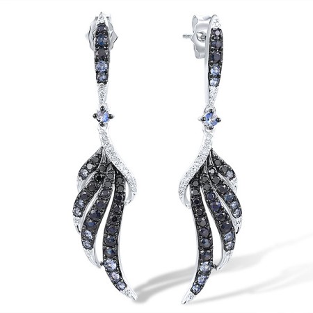 14KWB Earrings Black Diamond,Blue Sapphire,Diamond (E316815BDS14KWB)