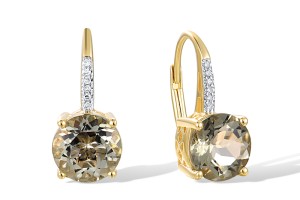 10KYW Earrings Diamond,Prasiolite (Green Amethyst) (E316817GAM10KYW)