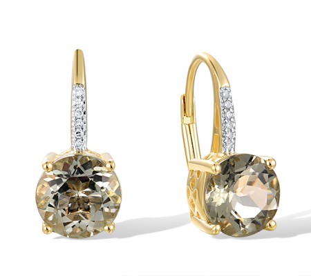 10KYW Earrings Diamond,Prasiolite (Green Amethyst) (E316817GAM10KYW)