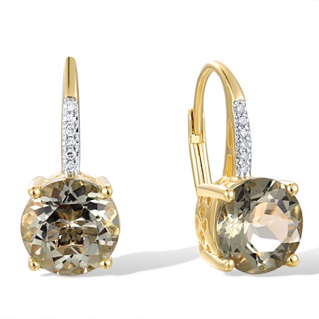 10KYW Earrings Diamond,Prasiolite (Green Amethyst) (E316817GAM10KYW)