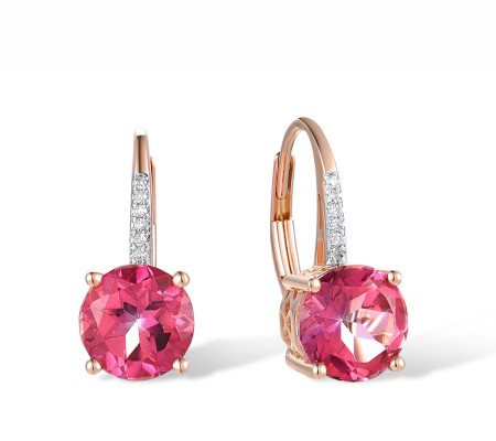 14KRW Earrings Diamond,Pink Topaz (E316817PNT14KRW)
