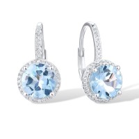 14KW Earrings Blue Topaz (Sky Blue),Diamond (E316818BKT14KW)