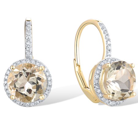 10KYW Earrings Diamond,Prasiolite (Green Amethyst) (E316818GAM10KYW)