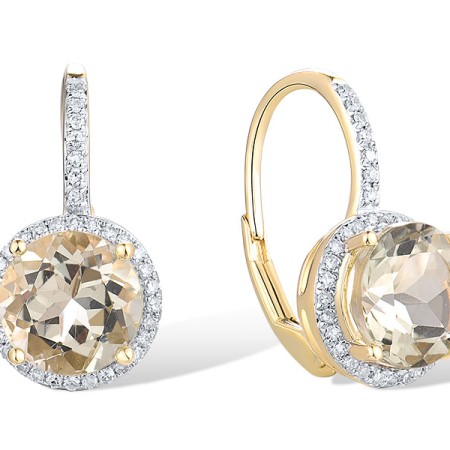 10KYW Earrings Diamond,Prasiolite (Green Amethyst) (E316818GAM10KYW)