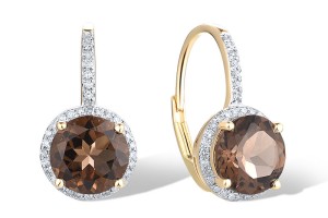 10KYW Earrings Diamond,Smoky Quartz (E316818SKQ10KYW)