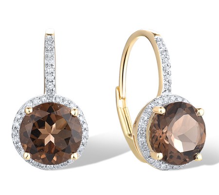 10KYW Earrings Diamond,Smoky Quartz (E316818SKQ10KYW)