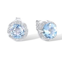 14KW Earrings Blue Topaz (Sky Blue),Diamond (E316819BKT14KW)