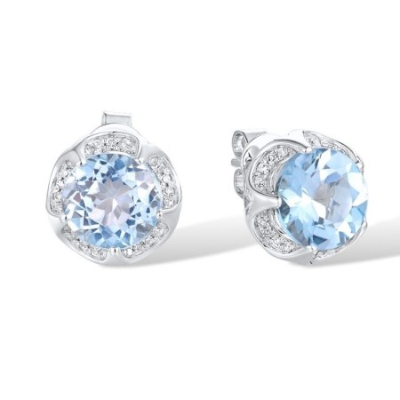 14KW Earrings Blue Topaz (Sky Blue),Diamond (E316819BKT14KW)