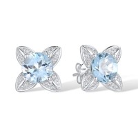 14KW Earrings Blue Topaz (Sky Blue),Diamond (E316820BKT14KW)