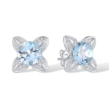 14KW Earrings Blue Topaz (Sky Blue),Diamond (E316820BKT14KW)