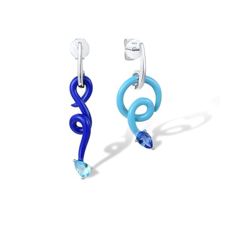 Sterling Silver Earrings Blue Glass,Enamel (E316830ENASL925)