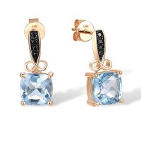 14KRB Earrings Black Diamond,Blue Topaz (Sky Blue) (E316842DBT14KRB)
