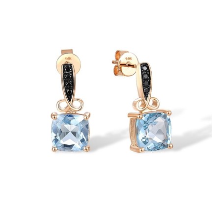 14KRB Earrings Black Diamond,Blue Topaz (Sky Blue) (E316842DBT14KRB)