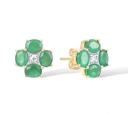 14KYW Earrings Diamond,Emerald (E316881EMR14KYW)