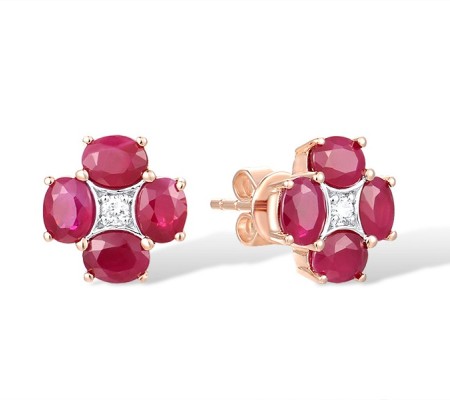14KRW Earrings Diamond,Ruby (E316881RUY14KRW)