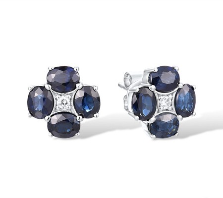14KW Earrings Blue Sapphire,Diamond (E316881SAP14KW)