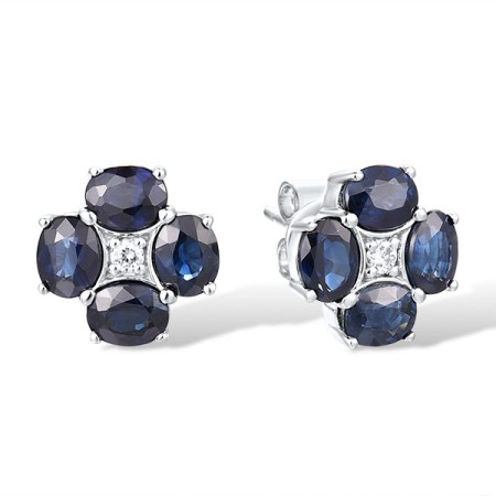 14KW Earrings Blue Sapphire,Diamond (E316881SAP14KW)
