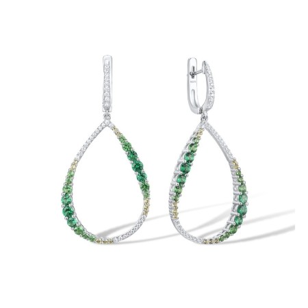 Sterling Silver Earrings Green Nano Cubic Zirconia (Per,Green Spinel,White Cubic Zirconia (E316890GNSZSL925)