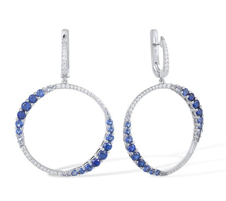 Sterling Silver Earrings Blue Nano Cubic Zirconia,Blue Spinel,White Cubic Zirconia (E316891BNBZSL925)