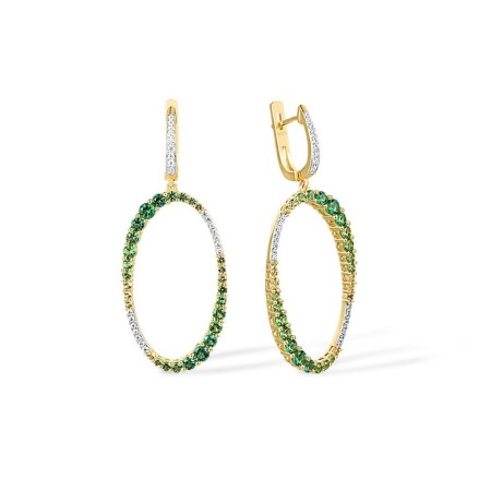 Sterling Silver w/ IONIC YELLOW PLATING Earrings Green Nano Cubic Zirconia (Per,Green Spinel,White Cubic Zirconia (E316892GNSZSP925)
