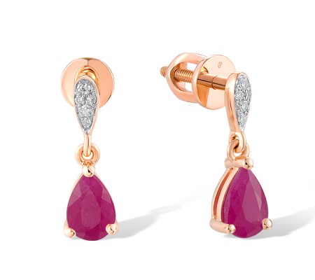 14KRW Earrings African Ruby,Diamond (E316938RUB14KRW-SR)
