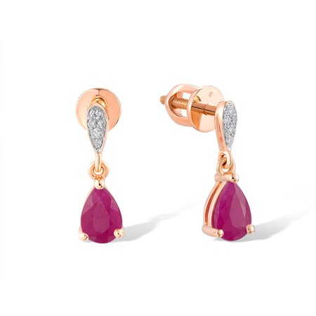 14KRW Earrings African Ruby,Diamond (E316938RUB14KRW-SR)
