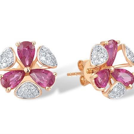 14KRW Earrings African Ruby,Diamond (E316960RUB14KRW)
