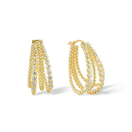 Sterling Silver w/ Yellow Plating Earrings White Cubic Zirconia (E316966WCZSY925)