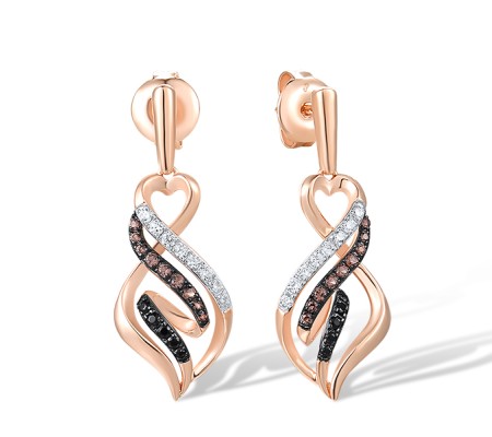 14KRWB Earrings Black Diamond,Brown Diamond,Diamond (E316976BBWD14KRWB)