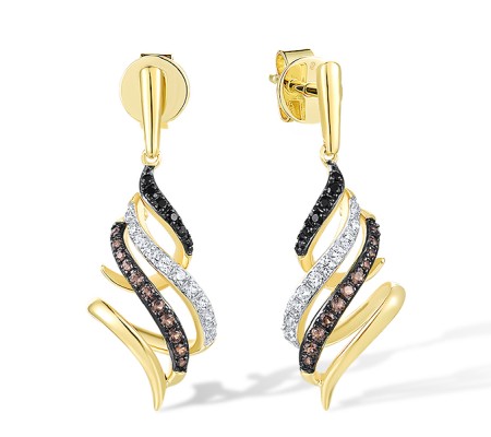 14KYWB Earrings Black Diamond,Brown Diamond,Diamond (E316977BBWD14KYWB)