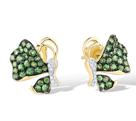 14KYWB Earrings Diamond,Green Garnet (E317029GNG114KYWB)