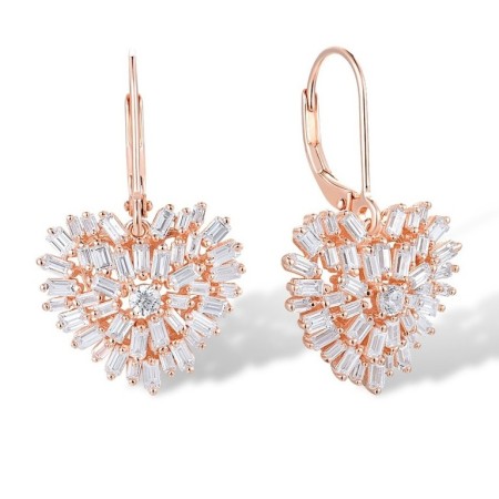 Sterling Silver w/ Rose Plating Earrings White Cubic Zirconia (E317036WCZSR925)